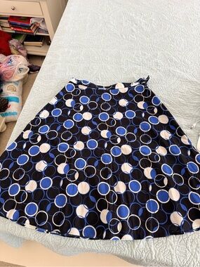 Blue and Black Geometric A-Line Skirt